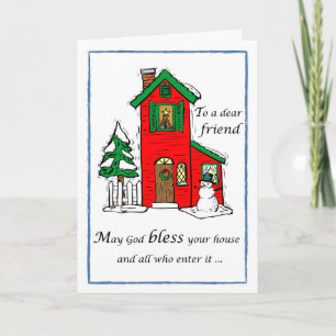 Cartão De Festividades Friend God Bless House Christmas