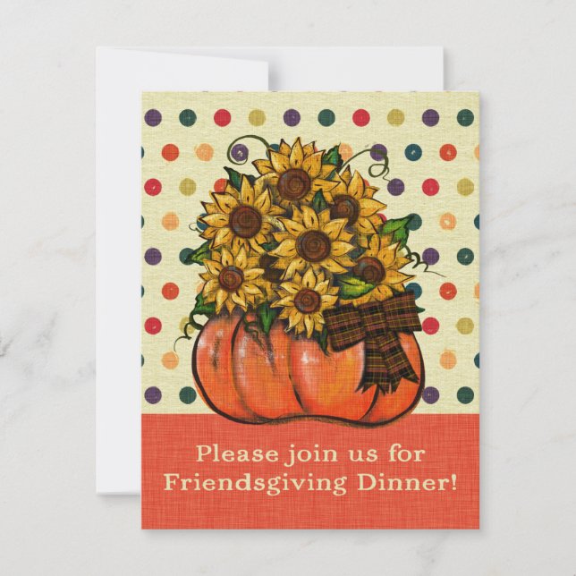 Cartão De Festividades Friendsgiving Dinner Invitation | Sunflowers (Frente)
