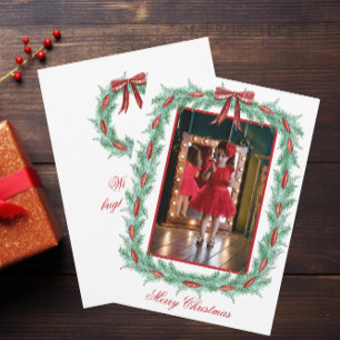 Cartão De Festividades Friso de Xadrez de Aquarela Natal