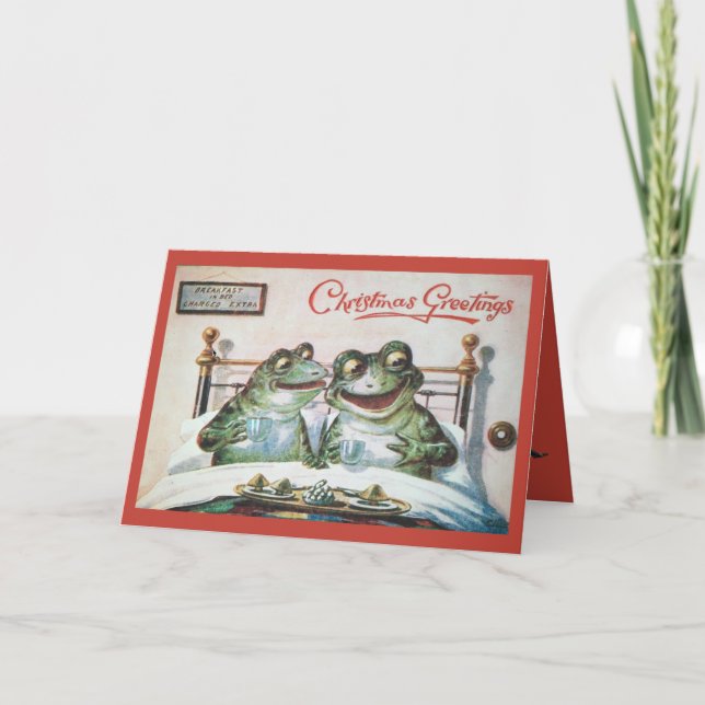 Cartão De Festividades Frog Christmas folded holiday card (Frente)