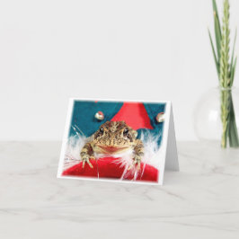 Cartão De Festividades Frog Christmas , Tinsel, feathers, santa pattern