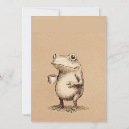 Cartão De Festividades Frog with Coffee – Whimsical Vintage Animal