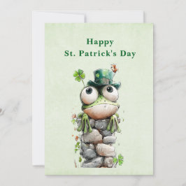 Cartão De Festividades Frog with Green Hat and Shamrock St. Patrick's Day