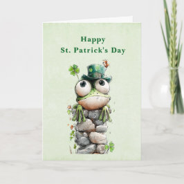 Cartão De Festividades Frog with Green Hat and Shamrock St. Patrick's Day