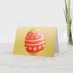 Cartão De Festividades Frohe Ostern German Felz pascoa Egg Red Dourado Ca