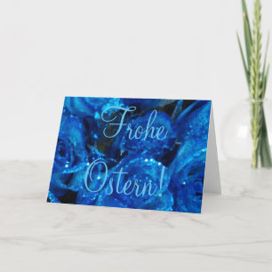 Cartão De Festividades Frohe Ostern German Happy Easter Card Blue Roses