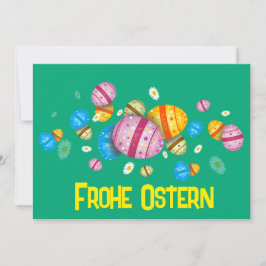 Cartão De Festividades Frohe Ostern mit bunten Eiern
