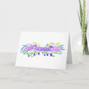 Cartão De Festividades Frohe Weihnachten, faixa natalina a aquarela