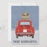 Frohe Weihnachten Natal alemão Red Fiat 500