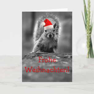 Cartão De Festividades Frohe Weihnachten Papai noel Squirrel