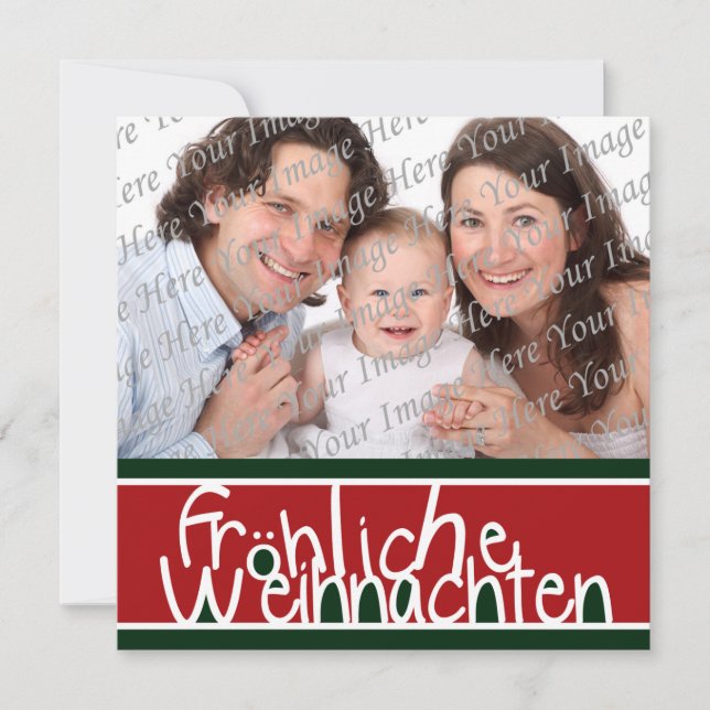 Cartão De Festividades Frohliche Weihnachten Custom Photo Square Card (Frente)