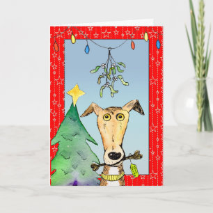 Cartão De Festividades From Santa - Greyhound Christmas card (a516)