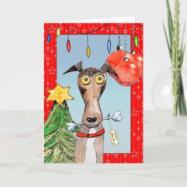 Cartão De Festividades From Santa - Greyhound Christmas card (a518) (Frente)