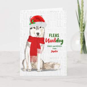 Cartão De Festividades from the Dog Cute Siberian Husky Christmas