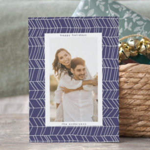 Cartão De Festividades Fronteira de Cana de Açúcar de Natal Azul Branco M
