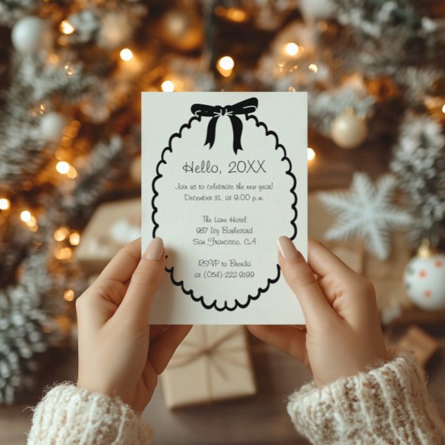 Cartão De Festividades Fronteira e Arco ondulada do ano novo moderno (Criador carregado)