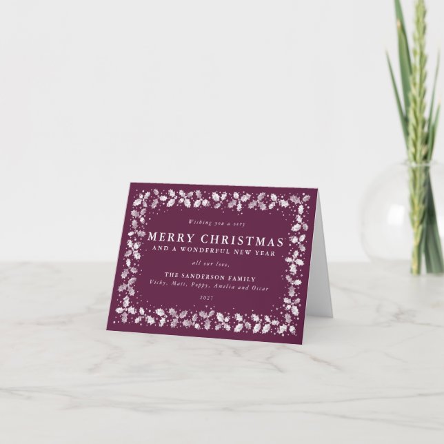 Cartão De Festividades Fronteira Personalizada de Azevinho Winterberry Nã (Frente)