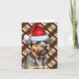 Cartão De Festividades Fronteira Terrier Cão Xadrez sazonal Natal