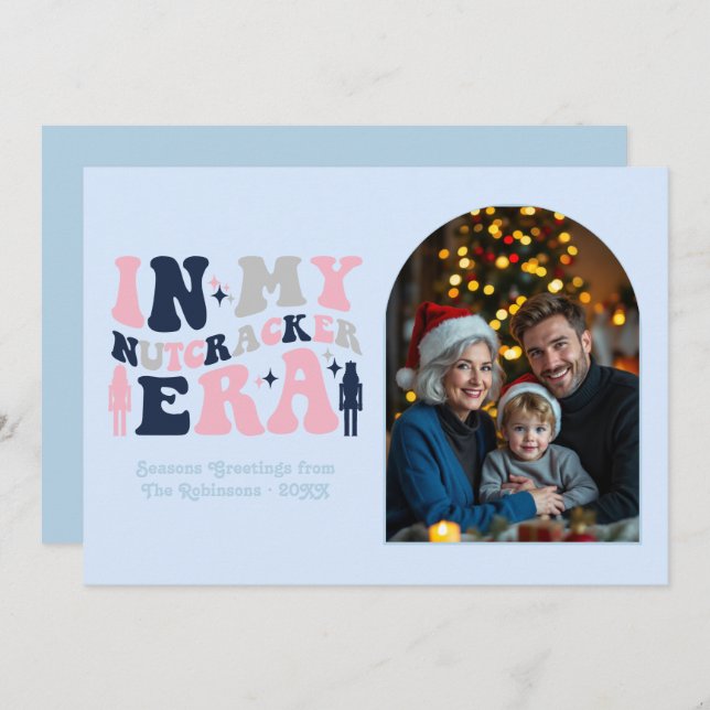 Cartão De Festividades Frosted Elegance My Nutcracker Era Christmas Photo (Frente/Verso)