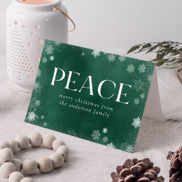 Cartão De Festividades Frosted Peace Green Watercolor Non-Photo