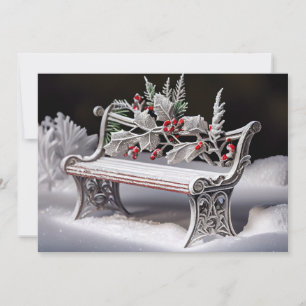 Cartão De Festividades Frosty Bench com Detalhes de Winterberry