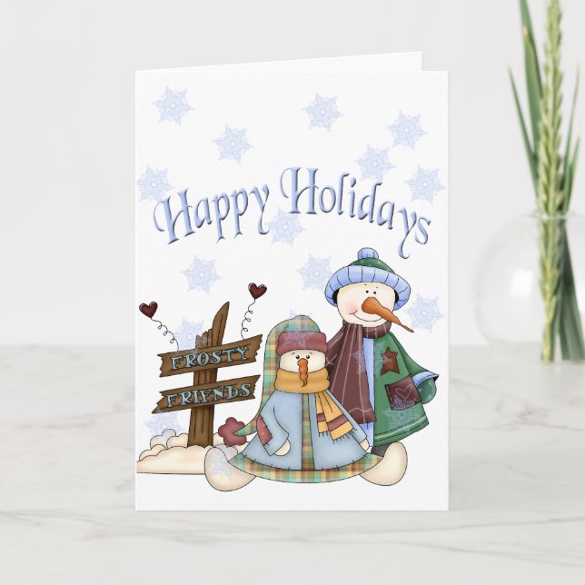 Cartão De Festividades Frosty Friends Holiday Card (Frente)