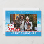 Cartão De Festividades Frosty The Snowman | Feliz Natal<br><div class="desc">Celebrar o Feriado com Frosty,  o Homem de Neve! Personalize este Cartão Feriado Snowman com a sua fotografia de família favorita e o seu texto personalizado!</div>