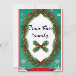 Cartão De Festividades Frota de Natal com Holly Berries e Ribbon