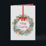 Cartão De Festividades Frota de Natal Dobrada<br><div class="desc">Linda coroa de botânicos de inverno apresenta Feliz Natal no meio e sua saudação e mensagem personalizadas na dentro. Mais estilos em nossa coleção.</div>
