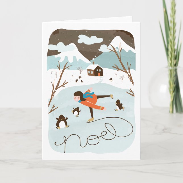Cartão De Festividades Frozen Lake Holiday Greeting Card (Frente)