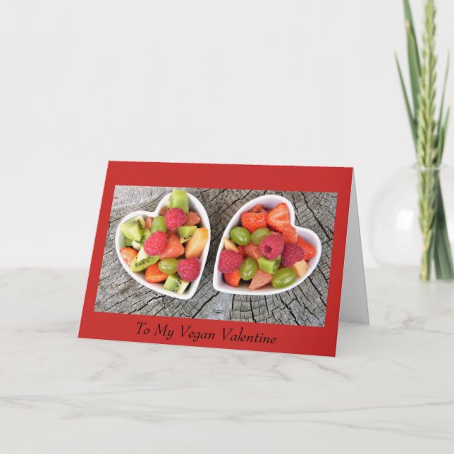 Cartão De Festividades Fruit Cups Vegan Valentine Card (Frente)
