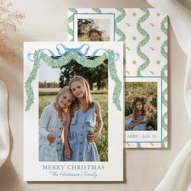 Cartão De Festividades Fruta de Arco Azul de Aquarela Foto de Natal Garla (Criador carregado)