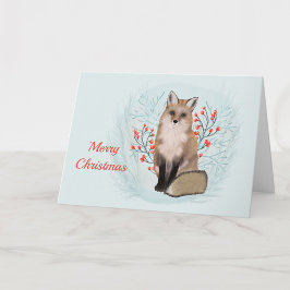 Cartão De Festividades Frutas de Raposa de Natal Aquarela