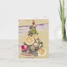 Cartão De Festividades Frutas Secas, Loucos, Dourado Roxo