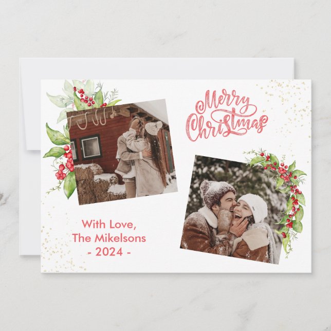 Cartão De Festividades Frutas Vermelhas da Moda Feliz Natal 2 Foto de Fér (Frente)