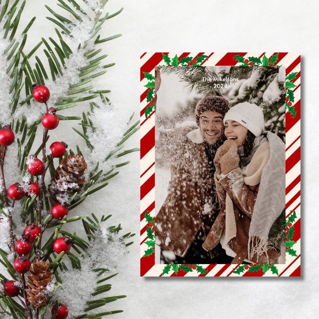 Cartão De Festividades Frutas Vermelhas e Folhagens Festivas Feliz Natal  (Criador carregado)