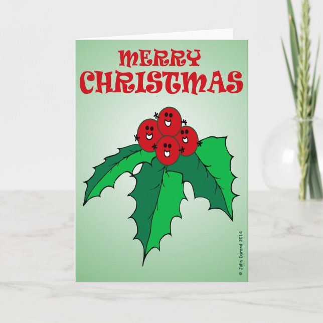 Cartão De Festividades "Fudsy Faces"-Christmas Card-Holly Cheer (Frente)