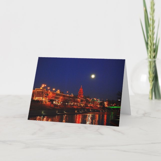 Cartão De Festividades Full Moon Over The Plaza Greeting Card (Frente)