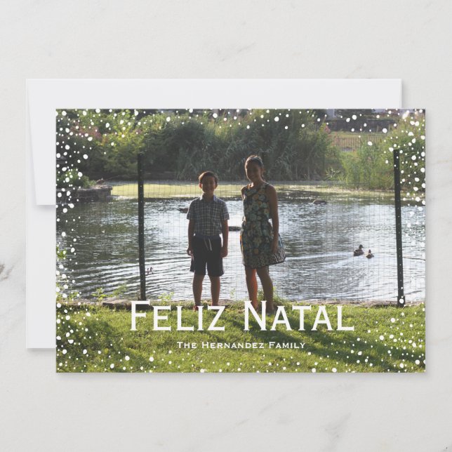Cartão De Festividades Full Photo Snowfall Custom Card Feliz Natal (Frente)