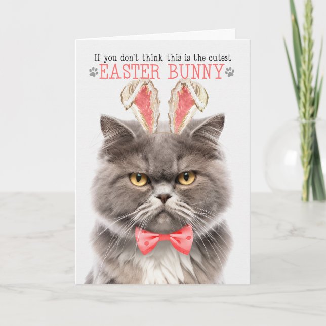 Cartão De Festividades Fumaça Persa Gato Putest Easter Gatinho Puns (Frente)