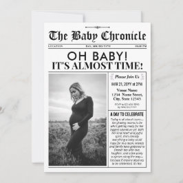 Cartão De Festividades Fun Baby Shower Invitation | Newspaper Baby Invite