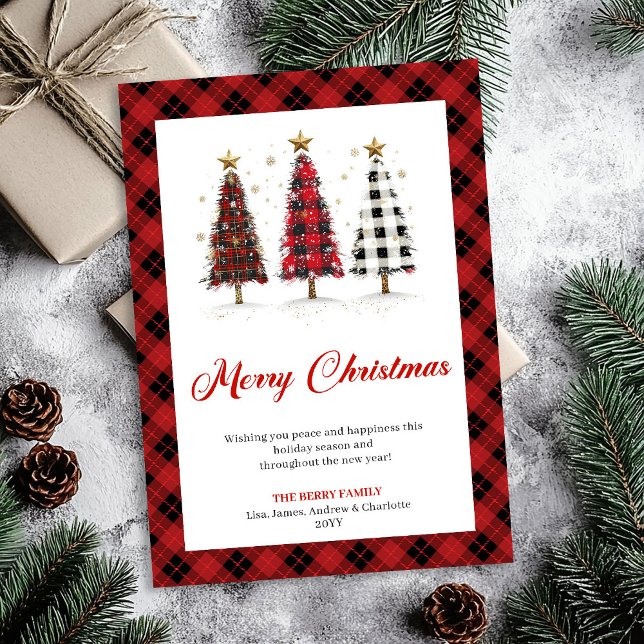 Cartão De Festividades Fun Buffalo Plaid Christmas Tree Holiday Greeting (Fun Buffalo Plaid Christmas Tree Holiday Greeting)