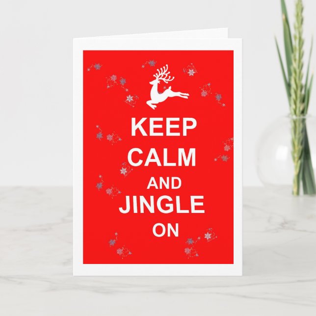 Cartão De Festividades Fun Christmas Card Keep Calm Jingle And On (Frente)