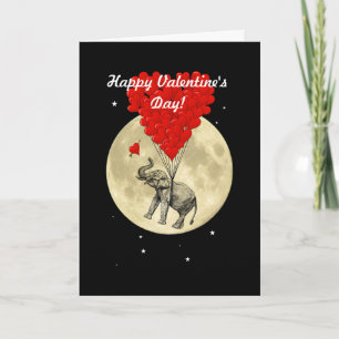 Cartão De Festividades Fun cute elephant Valentines Day