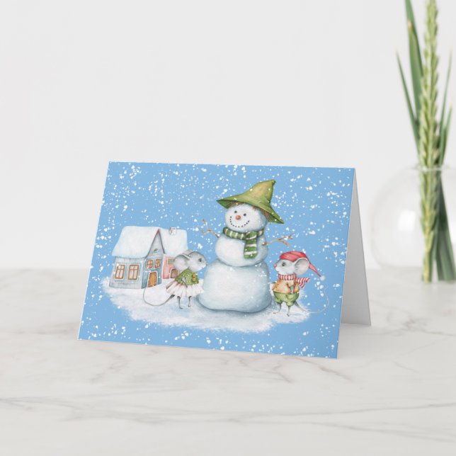 Cartão De Festividades Fun Cute Merry Christmas Snow Holiday Card (Frente)