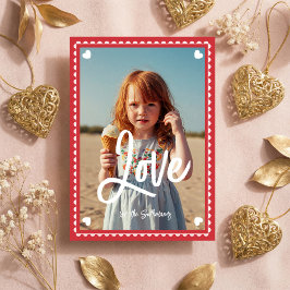 Cartão De Festividades Fun Family Photo Love Script Heart Valentine’s Day
