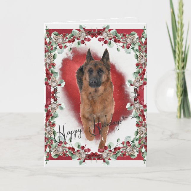 Cartão De Festividades Fun German Shepherd Holiday Photo (Frente)