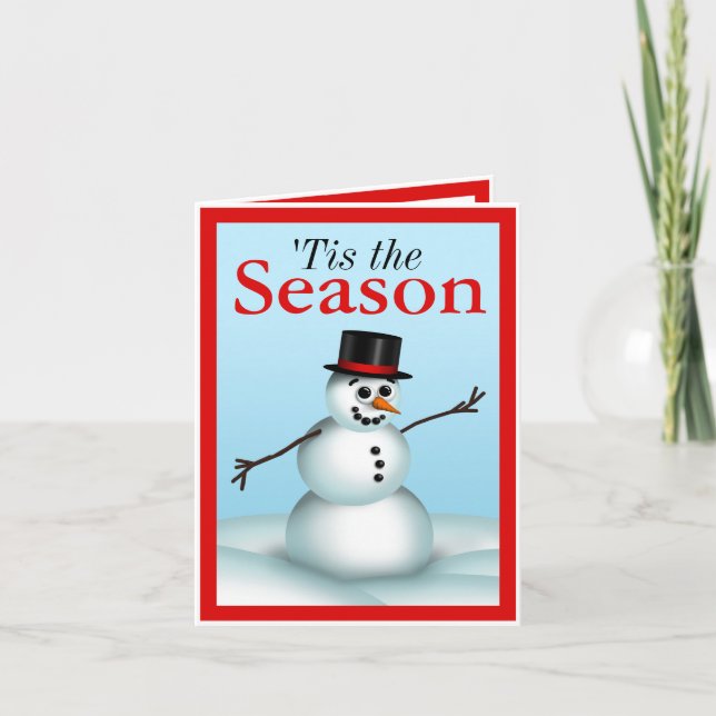 Cartão De Festividades Fun Little Snowman 'Tis the Season Holiday Cards (Frente)