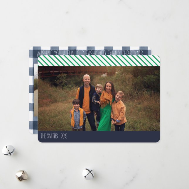 Cartão De Festividades Fun Old Fashioned Family Christmas Photo Collage (Frente/Verso In Situ)