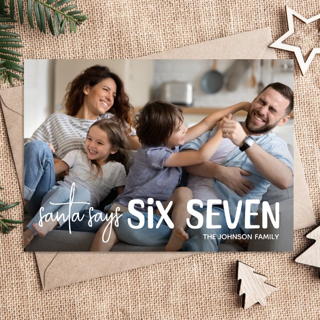 Cartão De Festividades Fun Santa Says 67 Photo Holiday (Criador carregado)